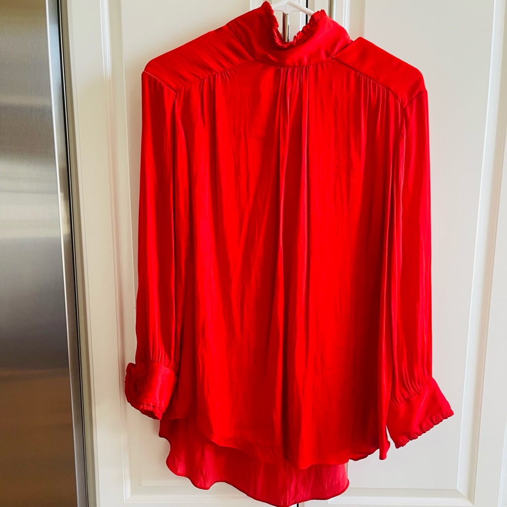 Zara Woman Red Long Sleeve High Neck Blouse M